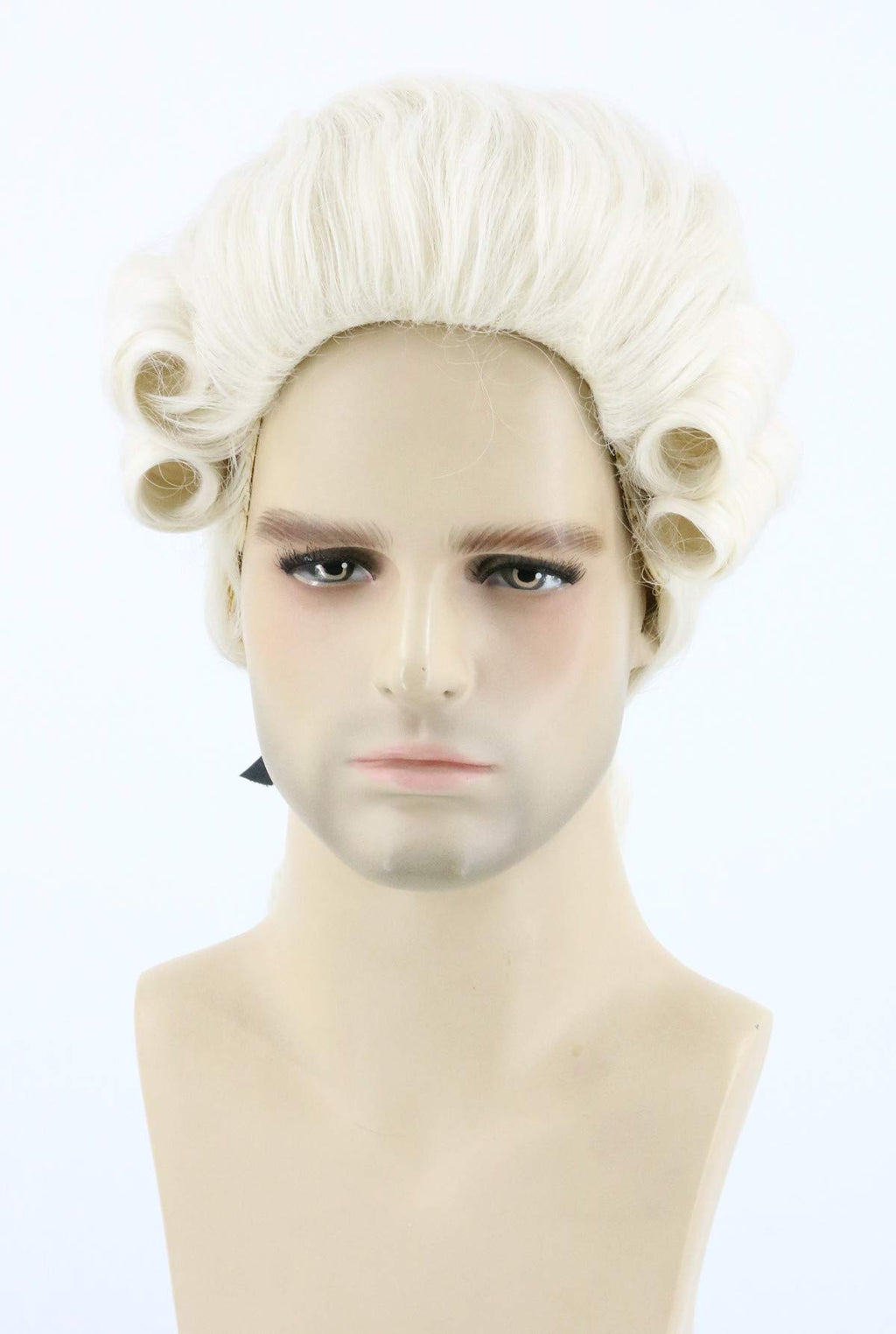 Topcosplay Judge Colonial Wig for Men Women Historical Powdered Wig Beige Halloween Costume Funny Wigs