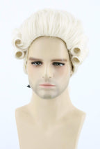 Topcosplay Judge Colonial Wig for Men Women Historical Powdered Wig Beige Halloween Costume Funny Wigs