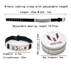 Skaisa Lionel Me-ssi signature wristbands Football bracelet, Waterproof sports rubber bracelets, Rubber wristbands, Me-ssi Memorial Collection Gift Box(black)
