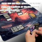 MTG Playmat Size 24x14in Free Storage Bags Non-Slip Backing, Ideal for Card Game Enthusiasts TCG Playmat (Red Sky at Night-No Deck)