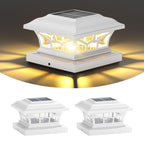 DAMAYCA 2 Pack Solar Post Cap Lights Outdoor Waterproof, Fits 4x4, 5x5, 6x6 Wooden & Vinyl Fence Decks with Warm & Cool White Light Modes (Classic White, 2)