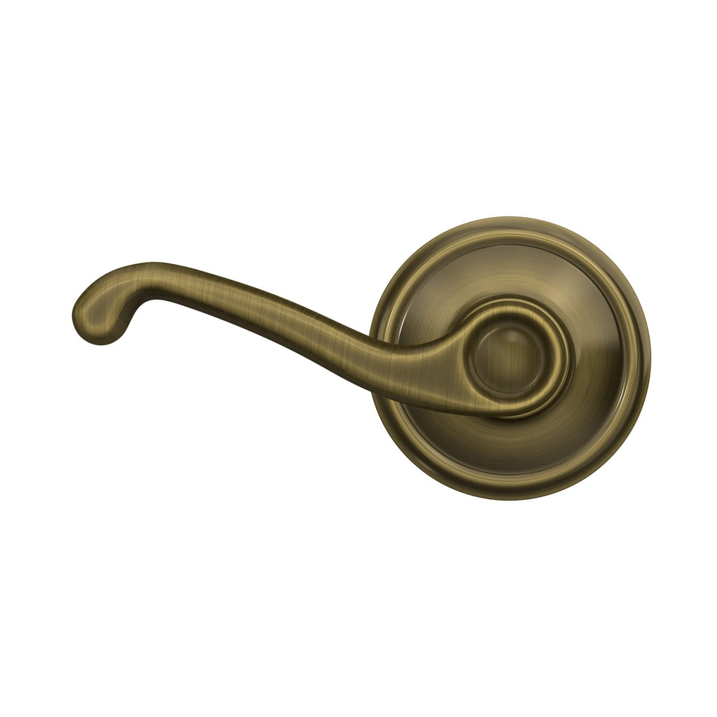 Schlage F10 FLA 609 Flair Door Lever, Hall & Closet Passage Lock, Antique Brass