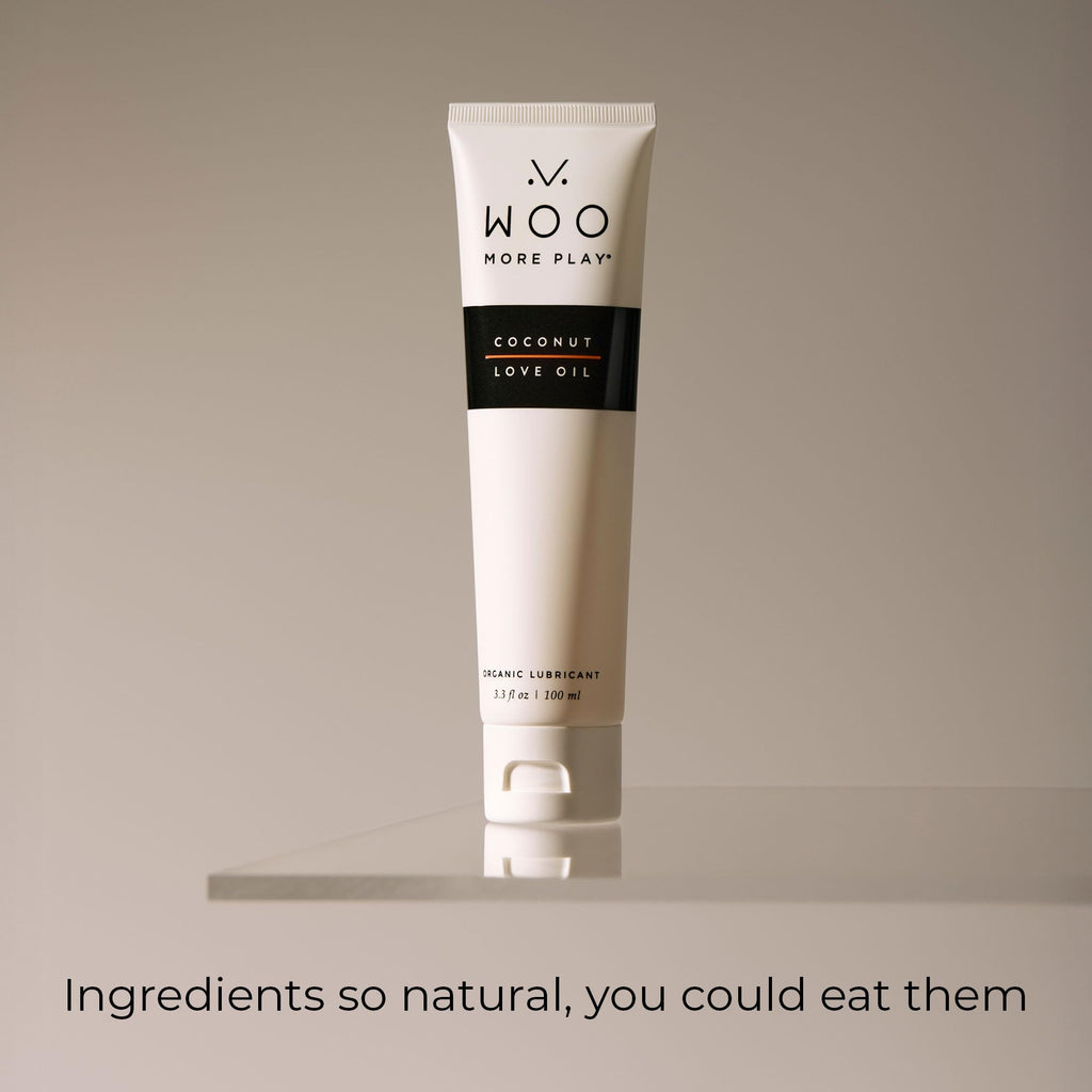 WOO More Play Coconut Love Oil (3.3 fl oz) Natural Organic Coconut Oil Lube