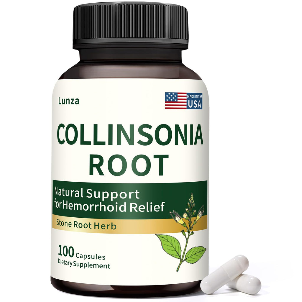 Lunza Collinsonia Root - Relieves Hemorrhoid Swelling & Discomfort - Supports Vein Health & Circulation - Natural Herbal Formula, Non-GMO - 100 Capsules