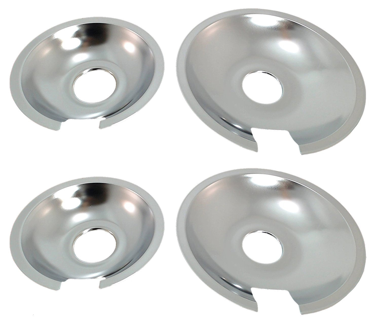 KITCHEN BASICS 101 Made in the USA 715877 and 715878 Replacement Range Cooktop Drip Pans for Jenn Air - Includes 2 6-Inch and 2 8-Inch Pans, 4 Pack