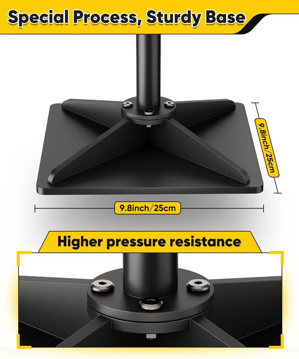 Ansionsol 10" x 10" Heavy Duty Steel Tamper with 44.7 inch Adjustable Handle & Rubber Grip, Thickened Steel Garden Dirt Tamper Tool for Ground & Gravel Leveling, Soil Tamper for Yard, Sand, Driveway