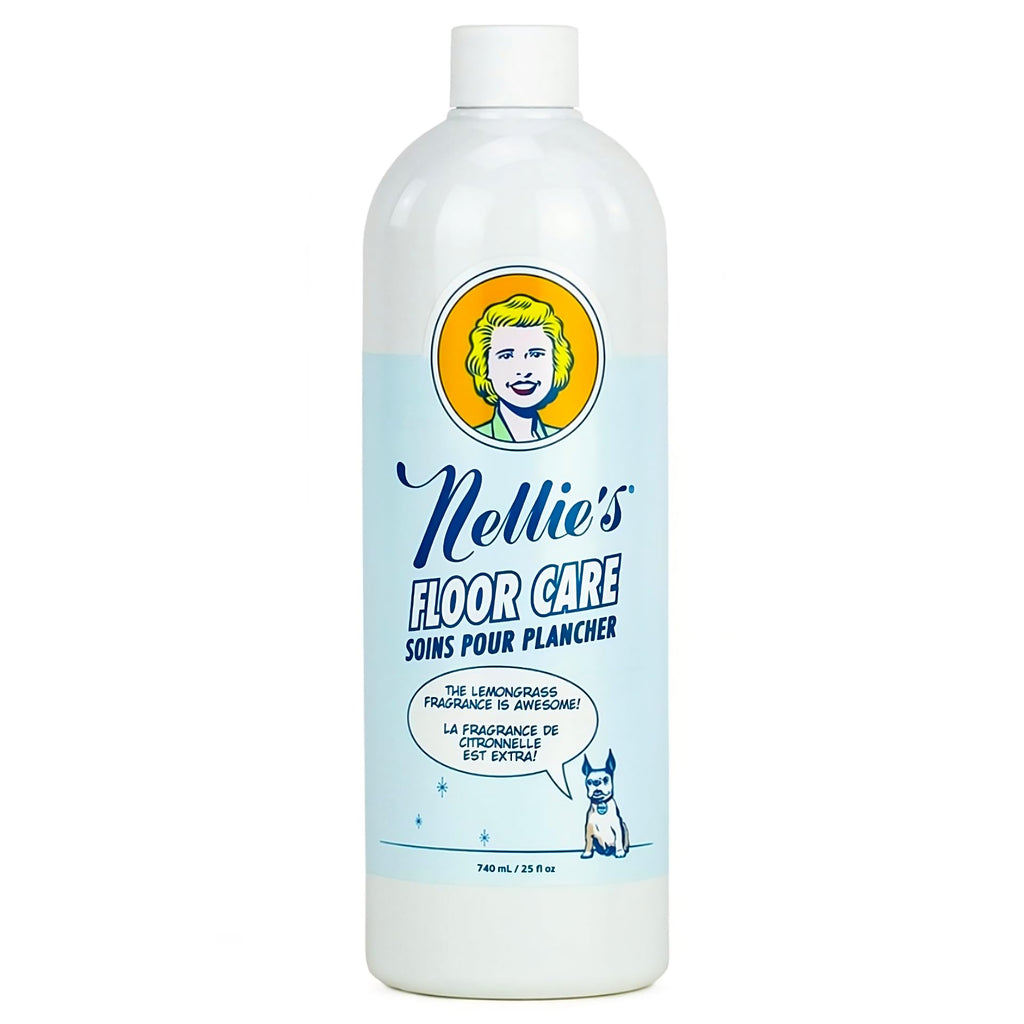 Nellie's Floor Care – Plant-Based Floor Cleaner for Hardwood, Tile, Ceramic, and More – Effectively Lifts Dirt and Odors – Fresh Lemongrass Scent (25 fl oz) - Made in Canada