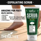 Oleavine TheraTree Tea Tree Oil Exfoliating Body Scrub - Deep Cleansing Foot & Body Charcoal Scrub with Peppermint, Spearmint & Neem - Soothing Exfoliator for Healthy-Looking Skin, 6 oz