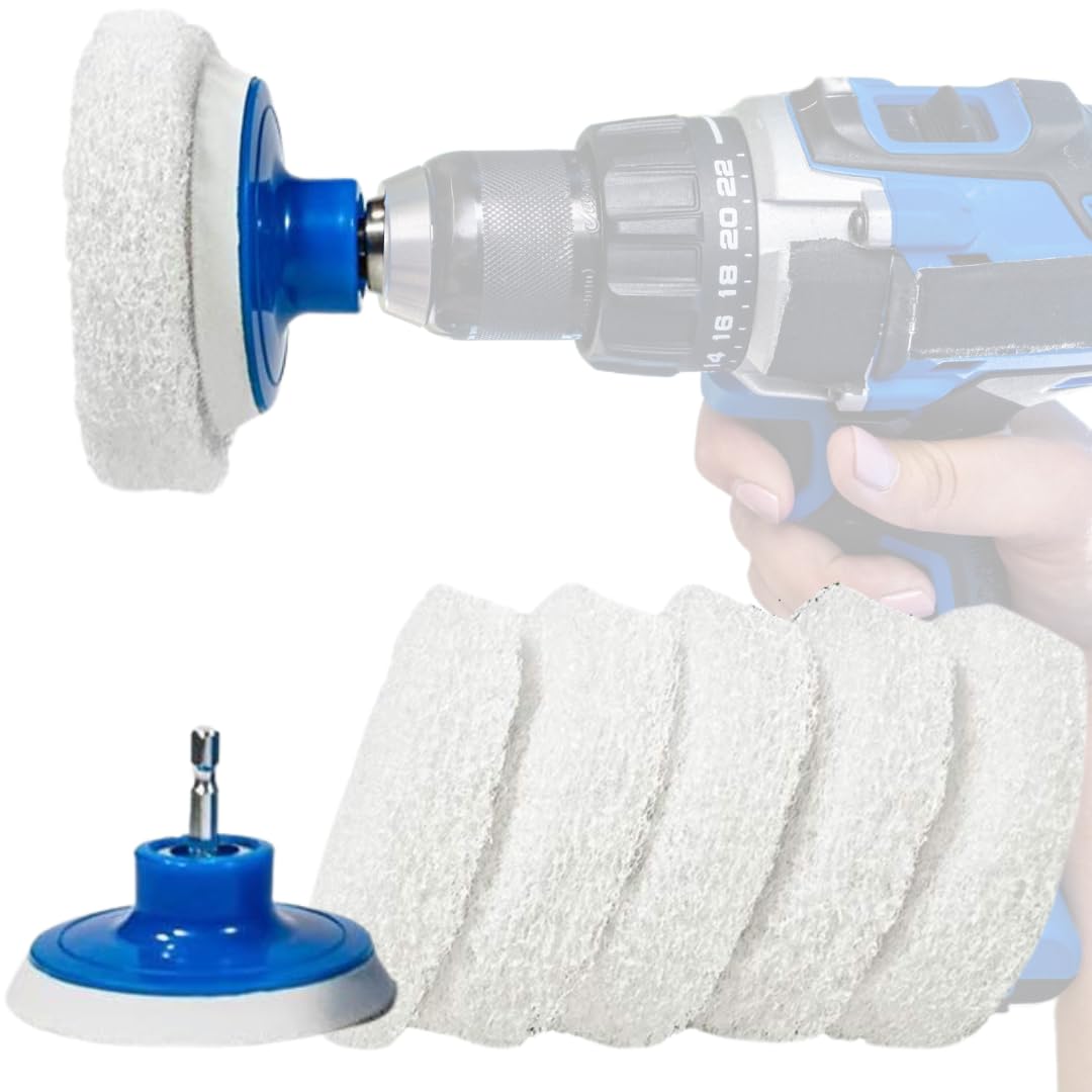 RotoScrub 7 Pack Drill Brush Set for Deep Cleaning, Scratch Resistant, Bathroom, Oven, Countertops, Sinks, Soap Scum, Tile, Boats, Patio Furniture & More