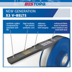 BESTORQ A159 V-Belt, Classic Wrapped Rubber X3 V-Belt, Black, 161" Outside Circumference x .51" Width x .34" Height, Pack of 1