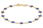 Barzel 18k Gold Plated Blue Evil Eye Anklet Bracelet For Women - Made in Brazil (Blue)