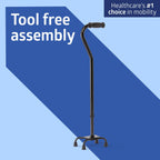 Medline Aluminum Quad Cane with Small Base for Balance, Height Adjustable 29" to 38", Knee Injuries, Surgery Recovery & Mobility, Lightweight Walking Aid for Seniors & Adults, 300 lb Weight Capacity