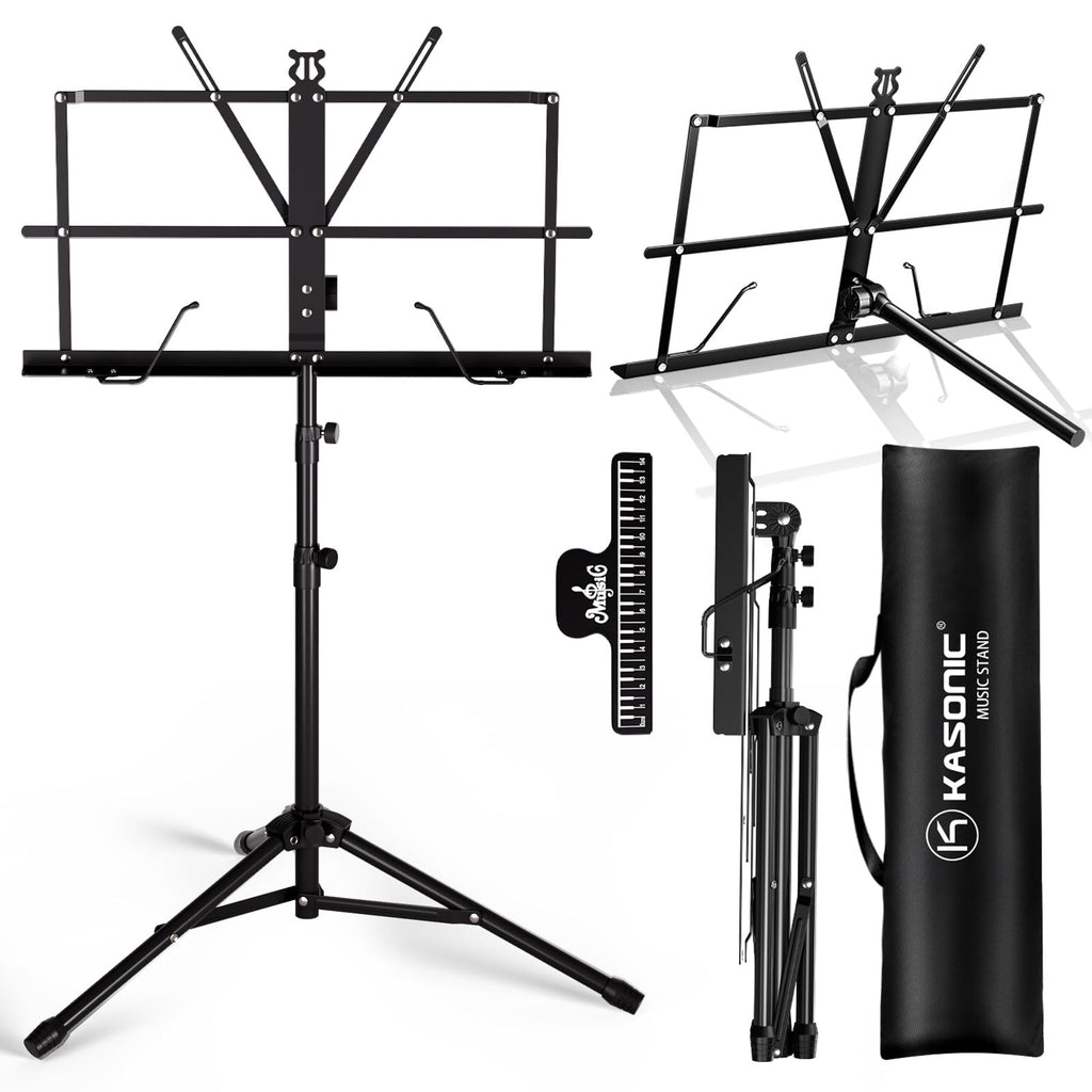 K KASONIC Music Stand, 2 in 1 Folding Sheet Music & Book Stand With Bag