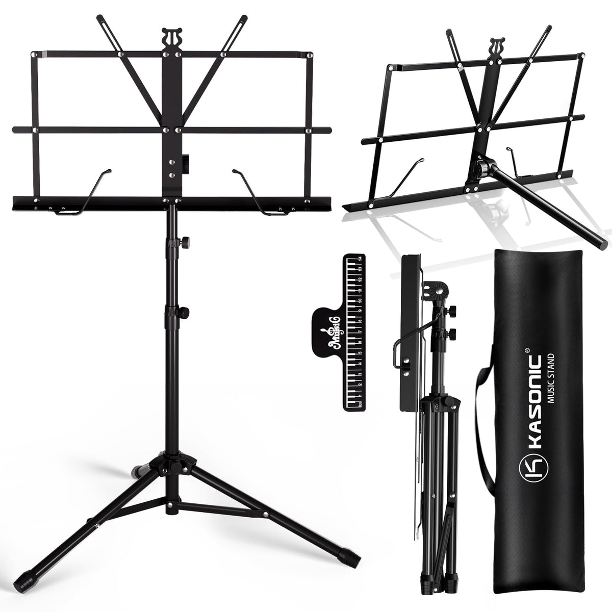 K KASONIC Music Stand, 2 in 1 Folding Sheet Music & Book Stand With Bag