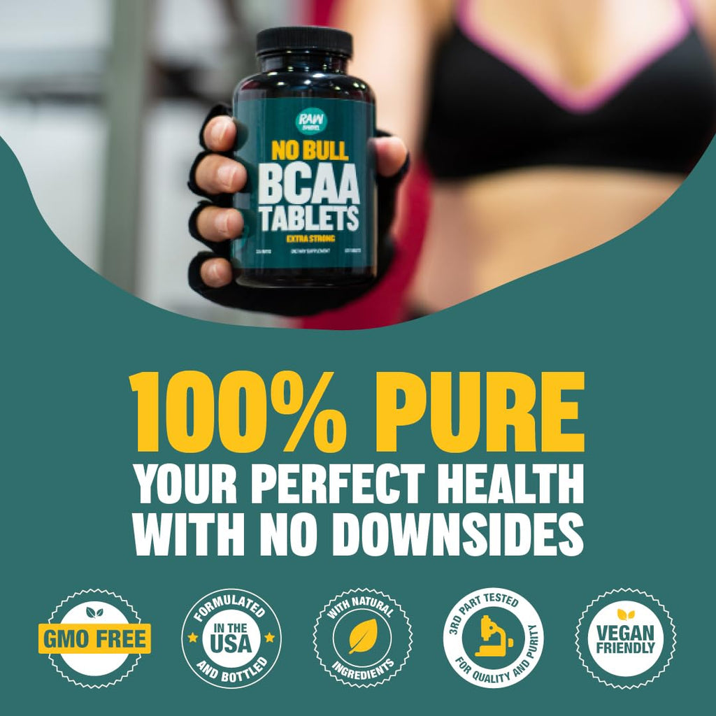 BCAA Tablets 1000 mg - Branched Chain Amino Acids Supplement for Muscle Recovery & Energy - Pre or Post Workout BCAAs for Men & Women - 120 Pills - Natural, Pure, GMO Free