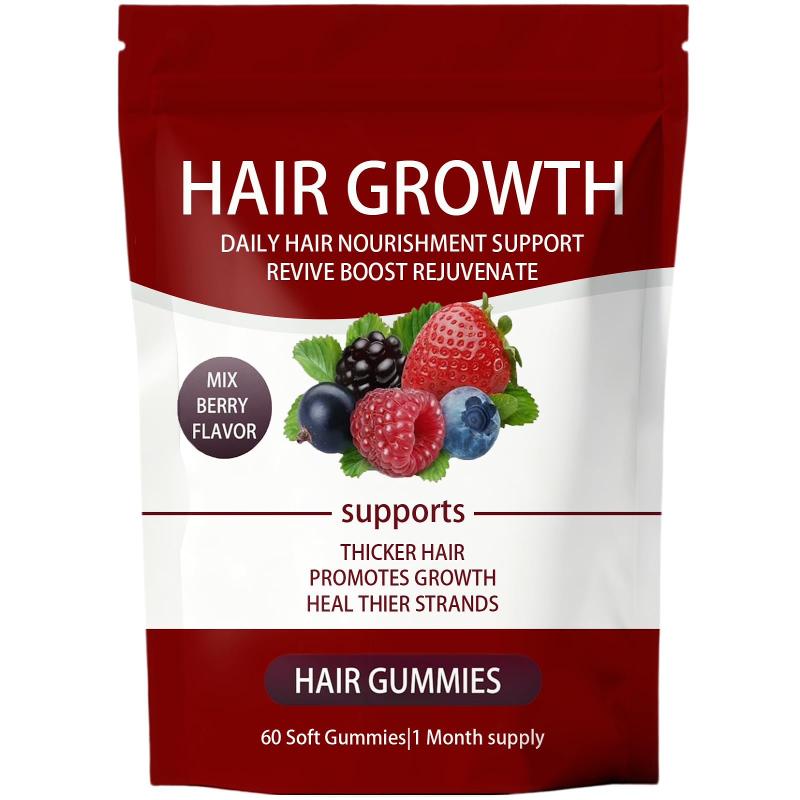 FORTIRISE Lumin Hair Growth Gummies – Biotin, Vitamins & Plant Extracts, Supports Healthy Hair Growth & Strength, Skin & Nail Care - Mixed Berry Flavor, 60 Gummies