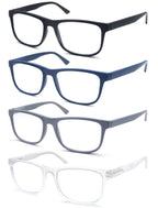 OLOMEE Large Reading Glasses Mens Oversized Wide Readers +2.00 Lightweight Square Magnifying Cheaters Glasses for Men W/Big Head 4 Pack