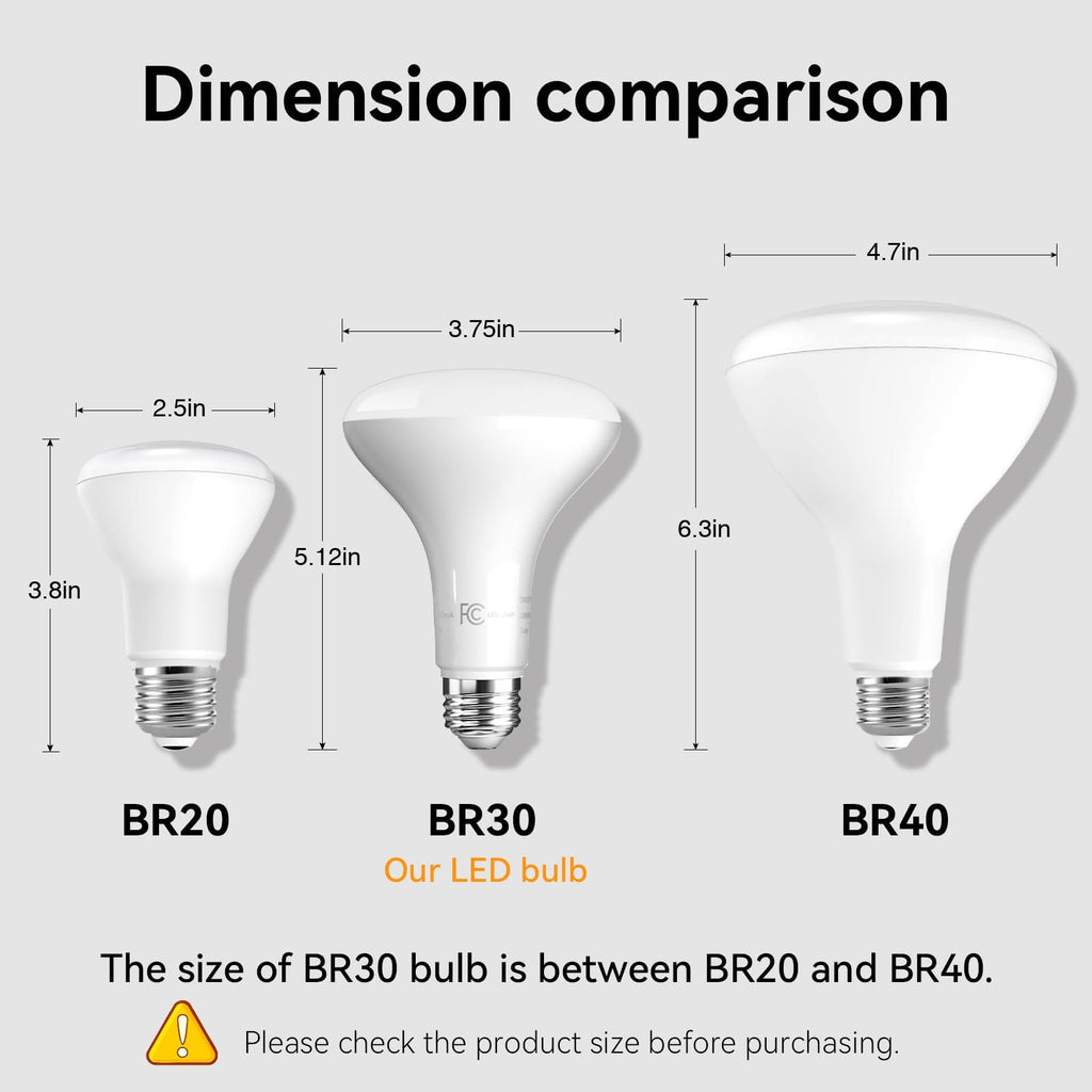 TJOY LED Flood Light Bulb 4 Pack, Recessed Ceiling Bulb, BR30, 65W Equivalent Efficient 9W, Dimmable, E26 Base, Warm White 3000K, 10 Year, 800 Lumens, 80CRI, LED Ceiling Light for Kitchen, Living room