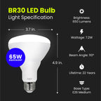Feit Electric BR30 LED Light Bulb, 65W Equivalent, Dimmable, 650 Lumens, E26 Standard Base, 2700K Soft White, 90 CRI, Recessed Can Light Bulbs, 22-Year Lifetime, BR30DM/927CA/4, 4 Pack