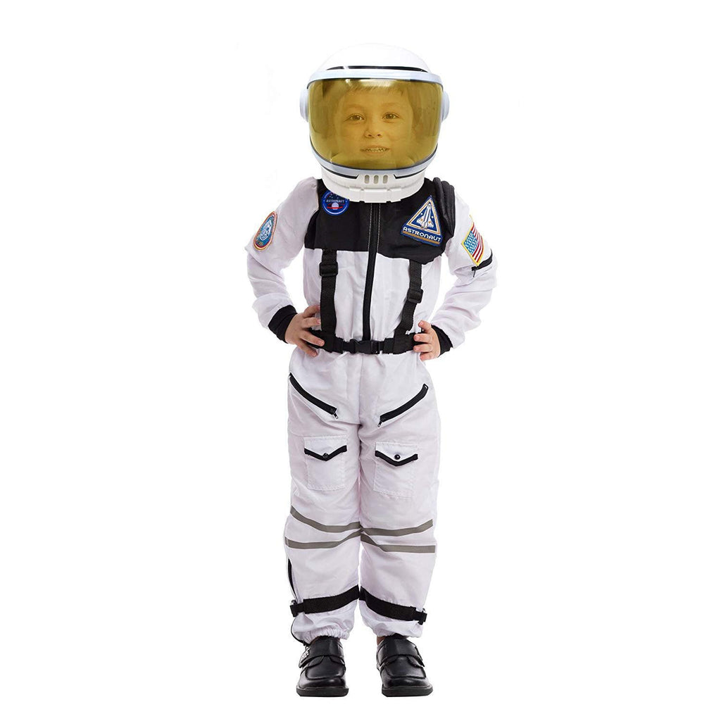 Spooktacular Creations White Astronaut Costume with Helmet, Space Suit for Toddler with Movable Visor, Kids Astronaut Halloween Costume for Cosplay, Party Favor Supplies (Small, 5-7 yrs)