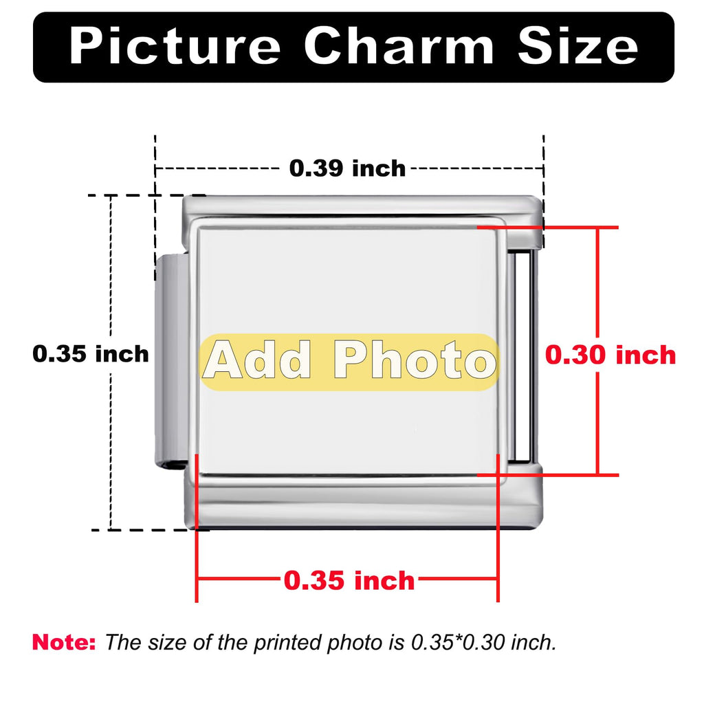 GEMOSA Silver 10PCS Custom Photo Italian Charm Bracelet Set, Stainless Steel with Gift Box & Tool – Personalized Jewelry Gift for Women