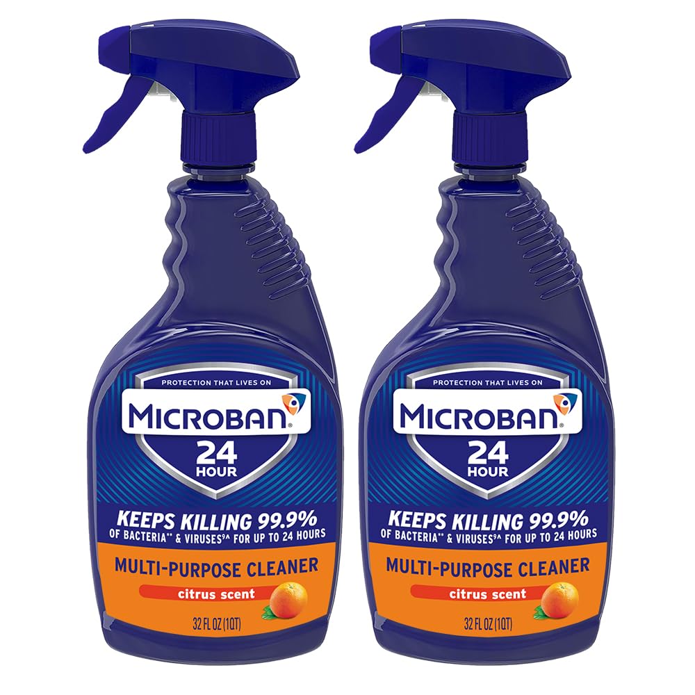 Microban 24 Hour Multi-Purpose Cleaner, Sanitizing and Disinfectant Spray, Fresh Scent, 32 Ounce (Pack of 2)2