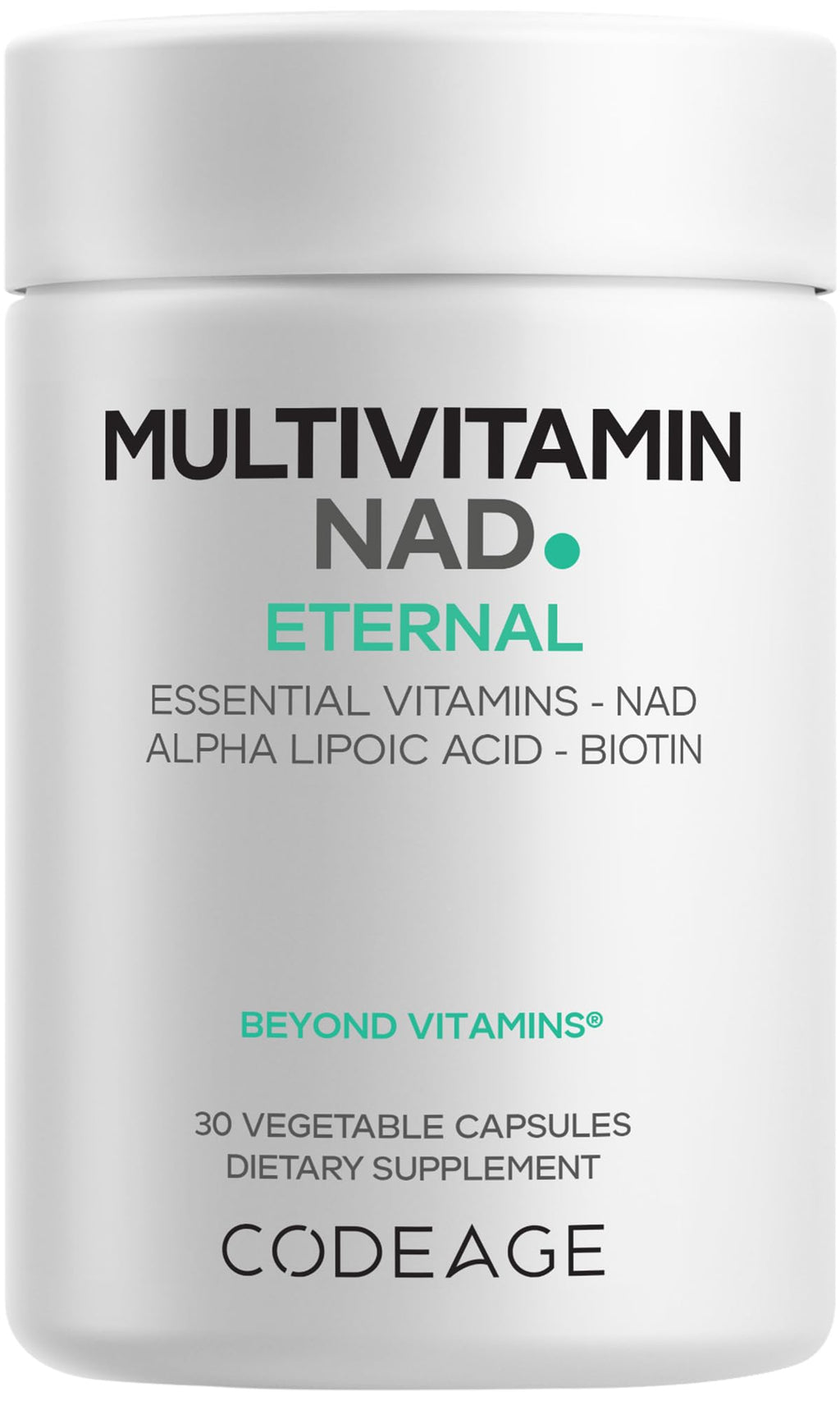 Codeage Multivitamin NAD Supplement - NAD+ Energy & Healthy Aging Support - Vitamin D3 K2, P5P, Methylated B12, Alpha Lipoic Acid, Folate, Riboflavin, Biotin, B Complex Pills - Non-GMO - 30 Capsules