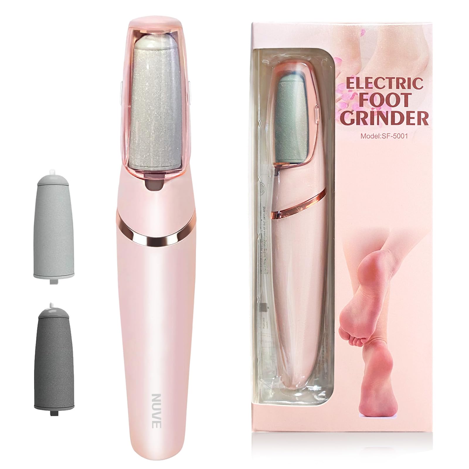 Nuve Smooth Pedicure Wand, Electric Callus Remover for Feet, Portable Smooth Pedicure Stick, Callus Removal Tool, Waterproof, for Treating Dry Cracked Heels, Calluses and Dead Skin.