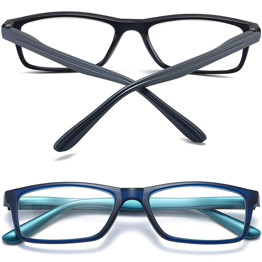 RaoOG Reading Glasses for Men/Women with Spring hinges 1.75 Rectangulart Computer Readers with Blue Light Protection and Case
