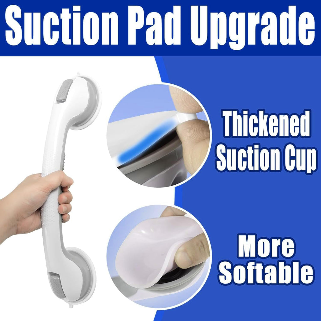 2 Pack 16.15” Grab Bars for Bathtubs and Showers, Shower Handles for Elderly Suction Cup Grab Bars for Shower Wall Heavy Duty, Safety Grab Bar for Seniors Suction Bathroom, No Drilling