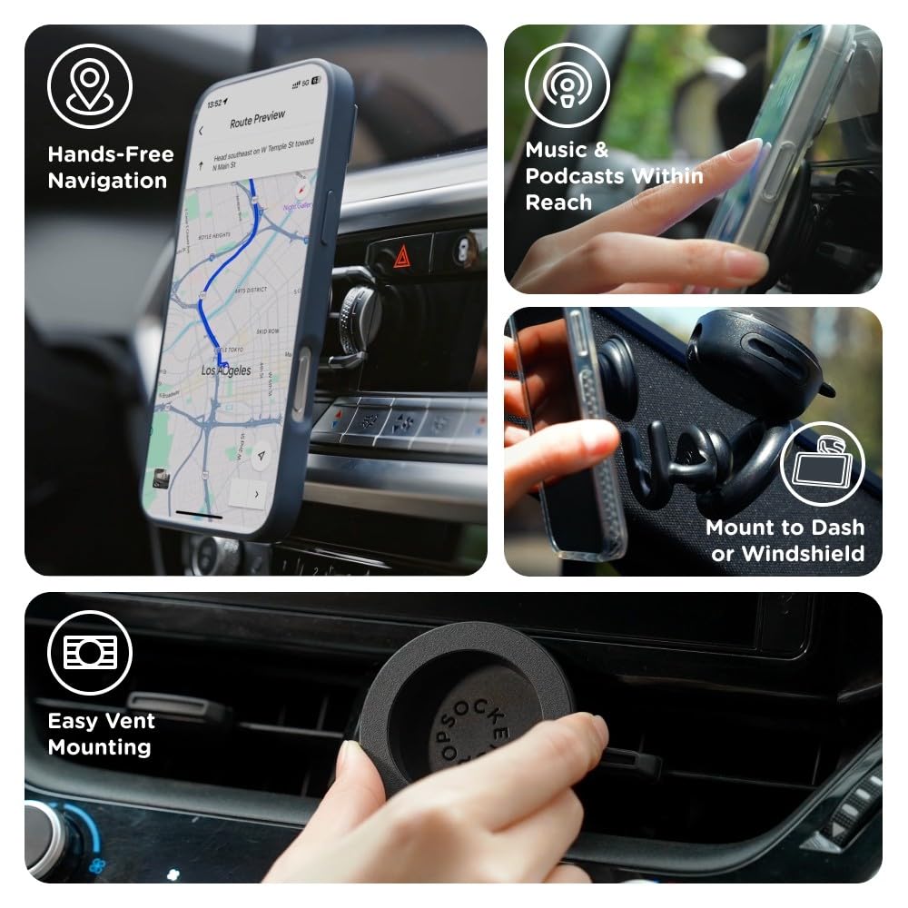 PopSockets Phone Grip for MagSafe, Magnetic Holder- Black