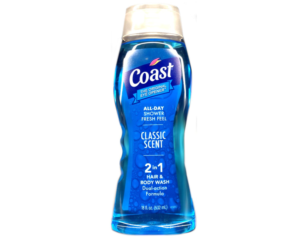 Coast All Day Shower Fresh Feel Classic Scent 2-in-1 Hair and Body Wash, Dual Action Enhanced Formula, 18 fl oz (Pack of 2)