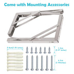 CLT 12'' Folding Shelf Brackets Max. Load 330 lb, Heavy Duty Stainless Steel DIY Wall Mounted Shelf Bracket Space Saving for Table Work Bench, Pack of 2