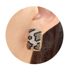 Z ZACHÉ Shinny CZ Leopard Print Earrings Geometry Square Hoop Earring Statement Huggie Earrings For Women Jewelry
