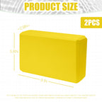 2 Pcs Yoga Blocks, 9"x6"x3" Foam Blocks Yoga Props for Pilates Stretching and Meditation Exercise Blocks Lightweight Yoga Essentials (Yellow, normal)