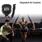 PULIVIA Sports Stopwatch Timer, Single Lap Split Digital Stop Watch for Sports Kids Coaches Swimming Running, Black