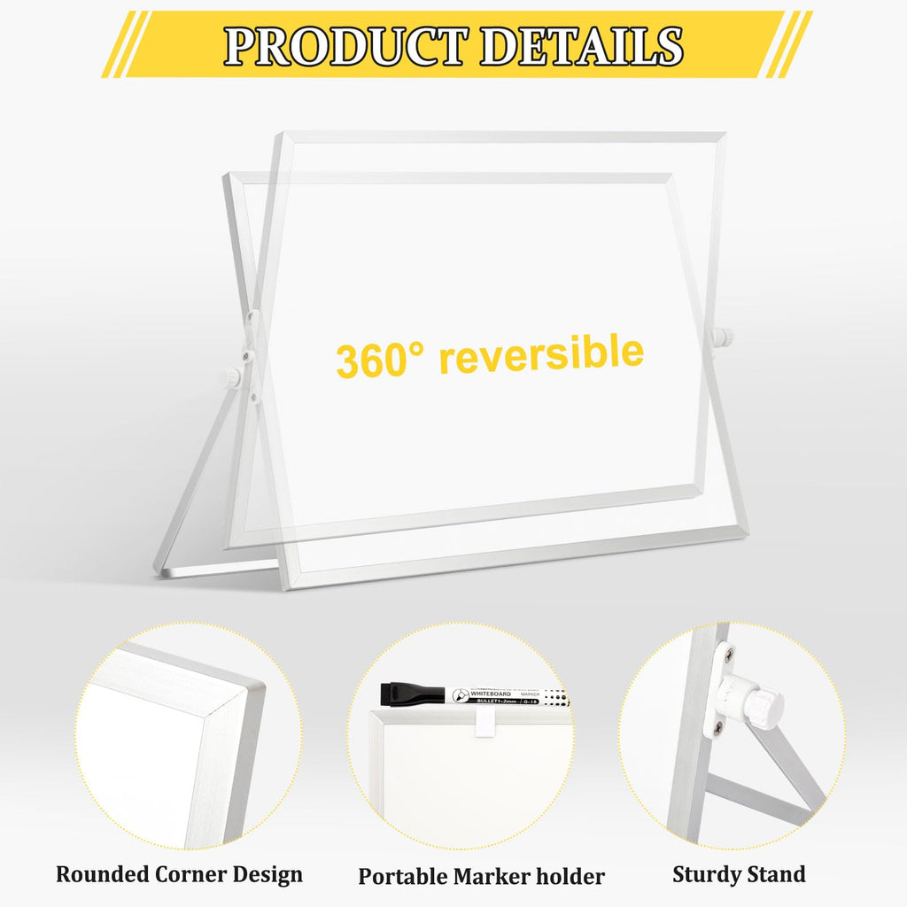 AMUSIGHT Double-Sided Magnetic White Board with Stand, 16" x 12"