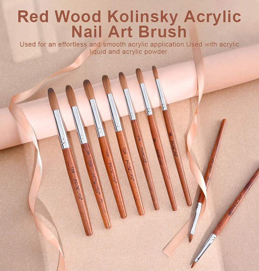 Kolinsky Acrylic Nail Brush Red Wooden Acrylic Nail Brush Professional Salon Acrylic Brush for Nail (12#)