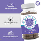 BocaHeal Purple Sea Moss + Bladderwrack Capsules | 2202mg Complete Nutrient Profile - Wildcrafted & Wildharvested Seaweed Blend for Daily Wellness – 60 Seamoss Pills & Sea Moss Capsules | Made in USA