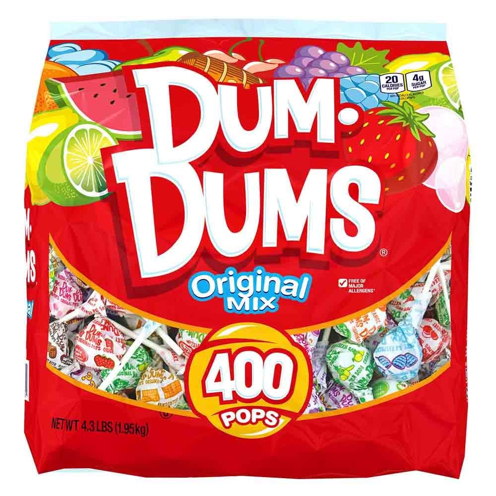 Dum Dums Original Mix 400 ct. Bag - All-Time Classic Flavors, Assorted Suckers in Bulk Candy Bag, Individually Wrapped Lollipops - Bulk Halloween Lollipops for Handing Out