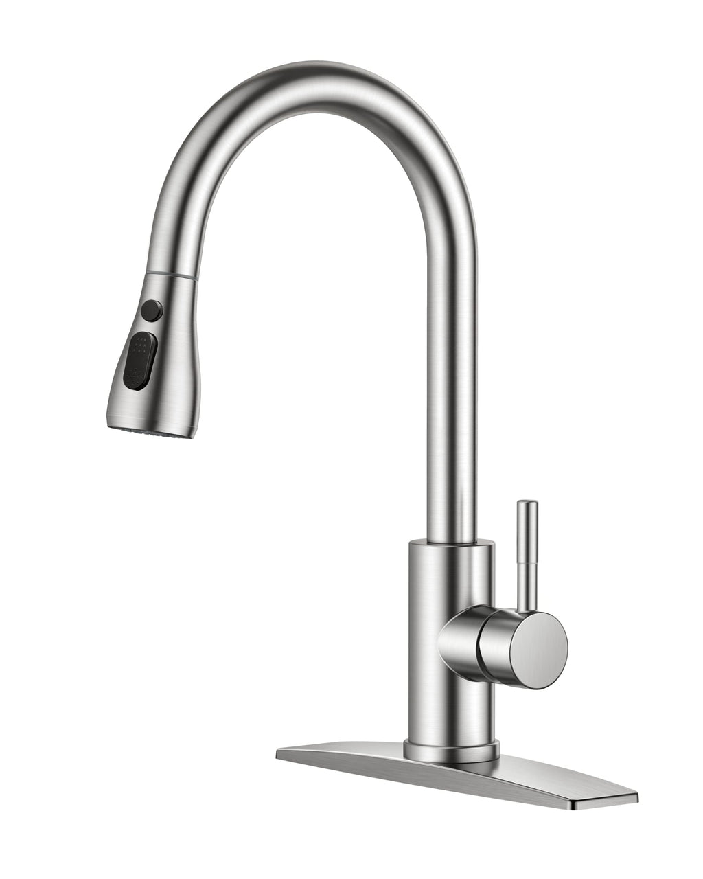 FORIOUS Kitchen Faucets Pull Down Sprayer, Stainless Steel, Brushed Nickel