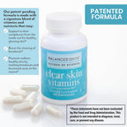 Clear Skin Vitamins for Women & Men - Supplement for Healthy Glowing Skin and Acne Control* - Patented and Dermatologist Developed Hormonal & Cystic Acne Pills