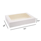 Tcoivs 20-Pack Bakery Boxes 14" x 10" x 2.5", Cookie Boxes, Auto-Popup Treat Boxes with Window for Donuts, Pies, Cakes, Muffins, and Pastries (White)