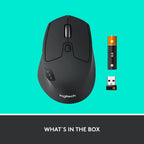 Logitech M720 Triathalon Full Size Multi-Device Wireless Mouse - Black