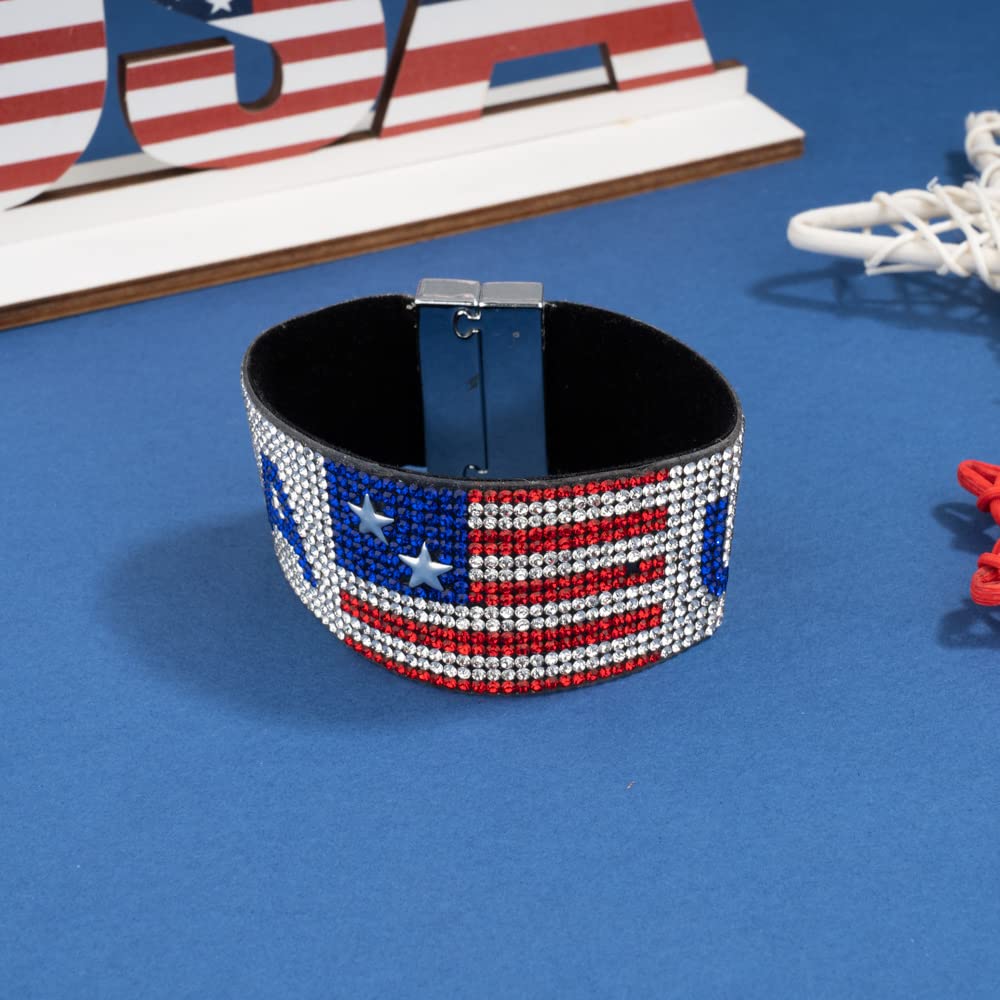 Madison Tyler 4th of July Patriotic American Flag Wide Cuff Bracelet