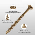 BNUOK #8 Deck Screws 1-1/4" Exterior Decking Wood Screws Heavy-Duty Outdoor Torx Drive Head,Bronze Rust Resistant Epoxy Coated for Timber,Fence,Star Bit(2.5Ib,436Pcs)