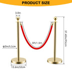 LOVMOR 6PCS Gold Stanchion Posts Queue, 38 Inch Red Velvet Rope, 5 FT Red Carpet Ropes and Poles, Crowd Control Barriers Queue Line Rope, Barriers for Party Supplies