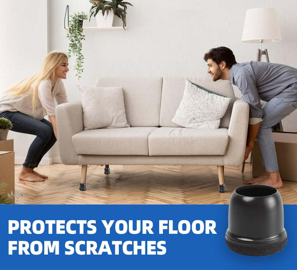 20 Pcs Black Extra Small Chair Leg Floor Protectors for Hardwood Floors, Upgraded Rubber Chair Leg Caps with Felt, Furniture Leg Feet Covers Protect Floor from Scratches Reduce Noise (Fit 0.55"-0.75")