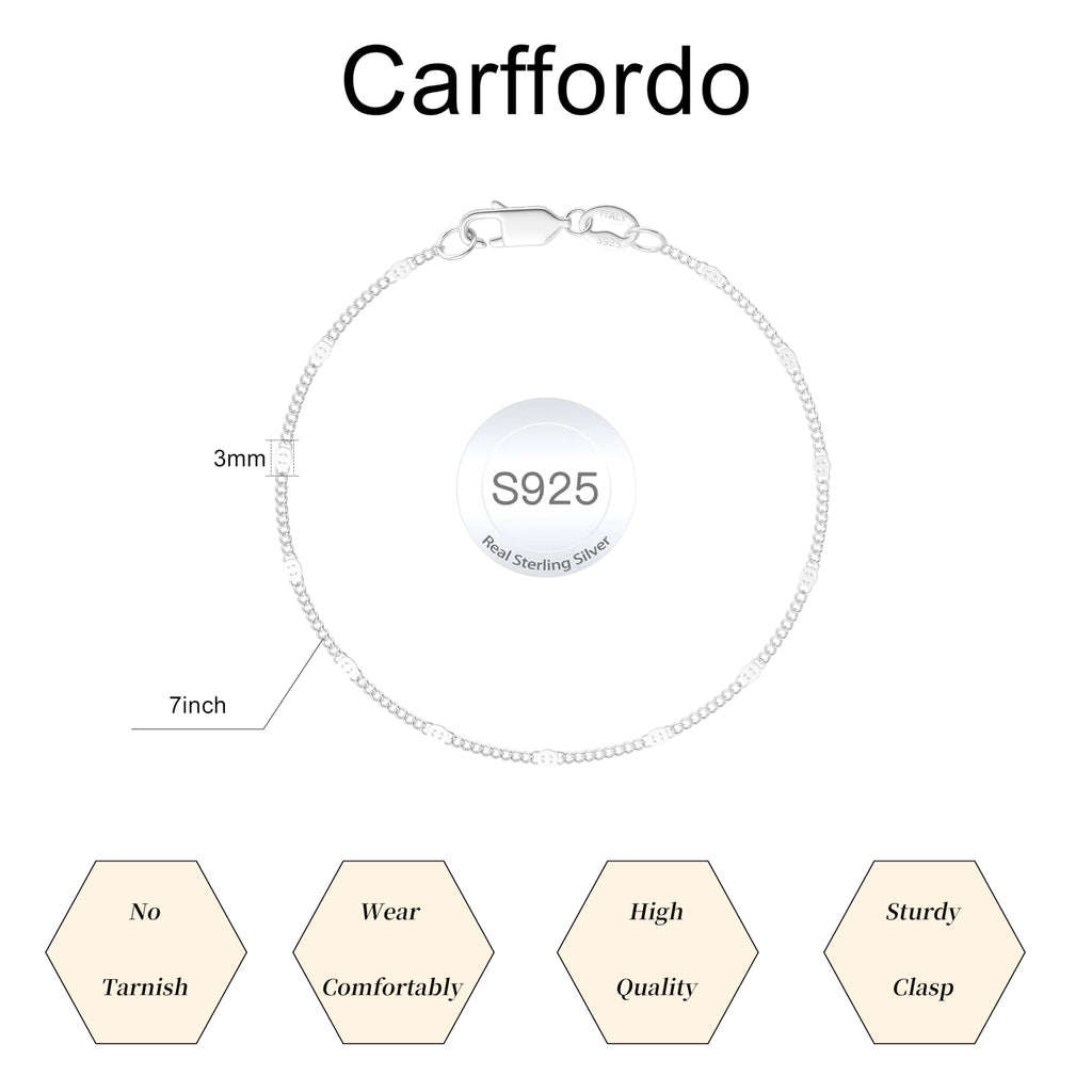 Carffordo 925 Sterling Silver Bracelets for Women, Cuban Link Bracelet