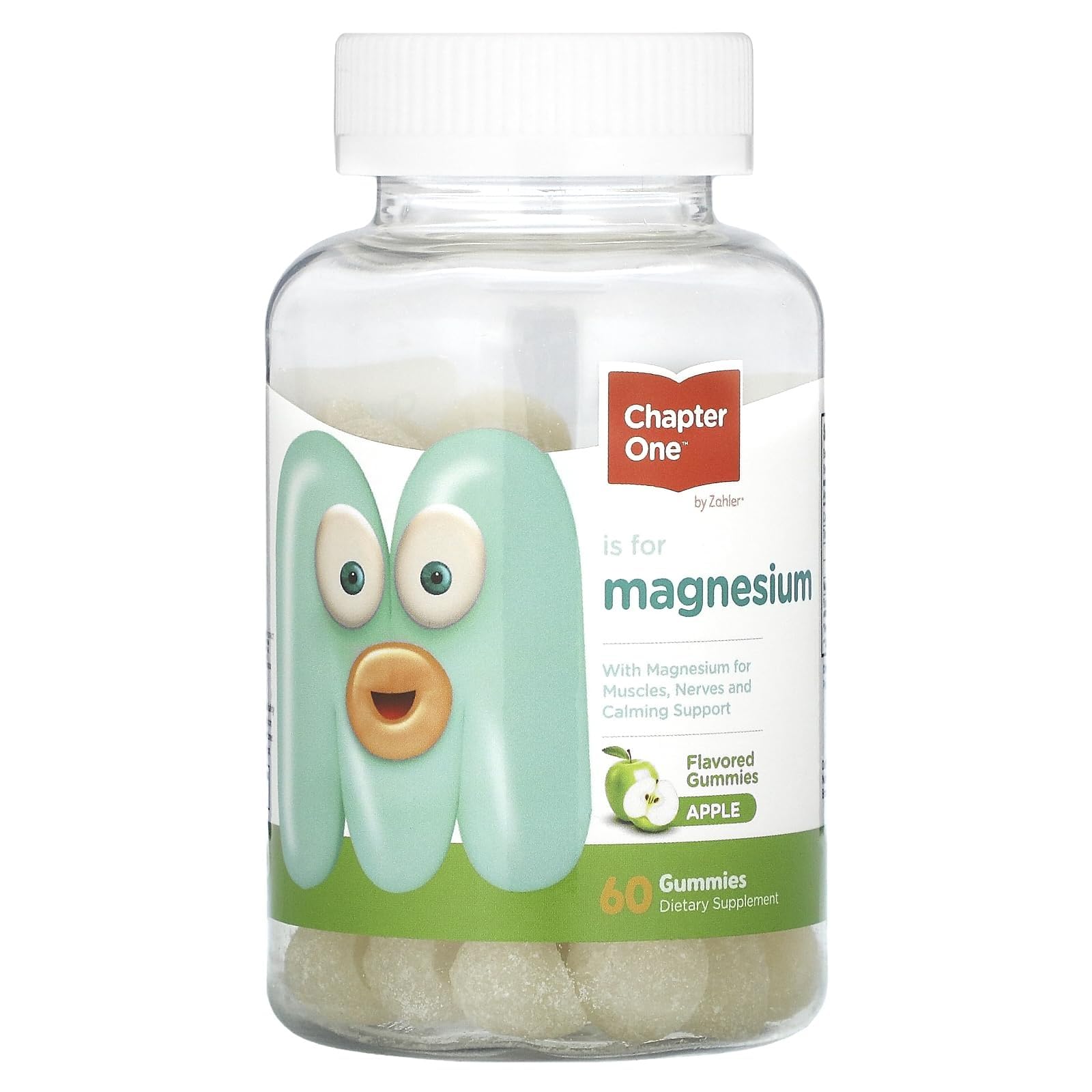 Zahler Chapter One Magnesium Gummies - Supports Calm for Kids - Chewable Magnesium Supplement Gummies to Support Muscle Function - Kosher, Dairy-Free & Gluten-Free - Apple, 60 Count